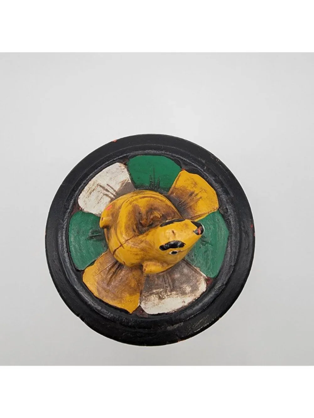 Mexican Folk Art Hand-Painted Wooden Frog Box